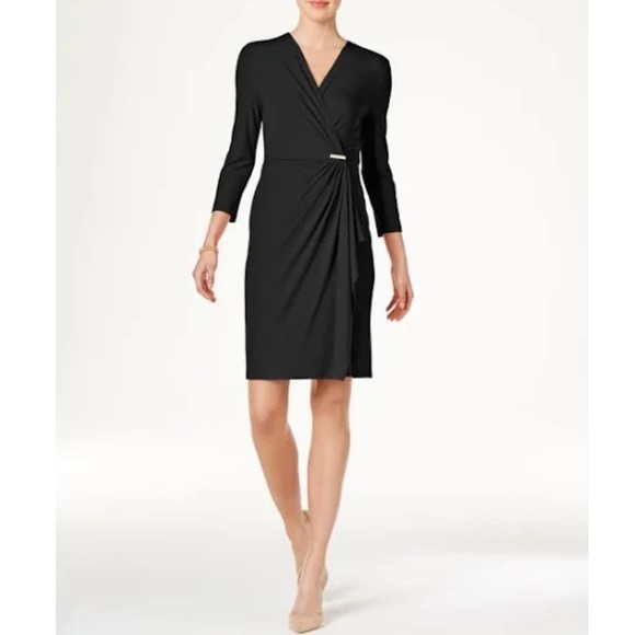 Charter Club Dresses & Skirts - Charter Club Black Faux-Wrap Dress | Size MP